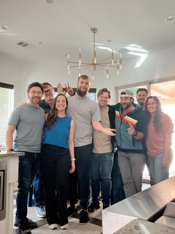 Retreat group photo with filmmakers
